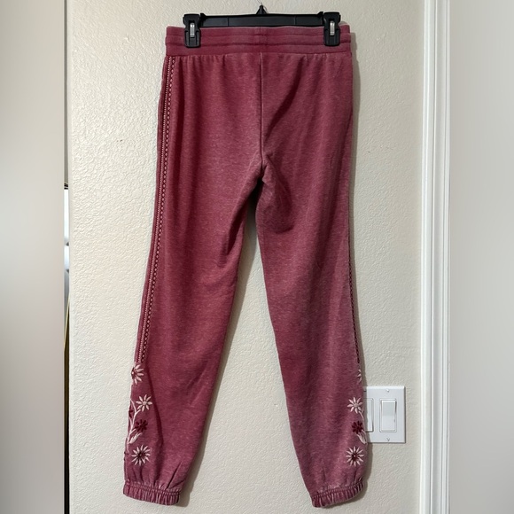 Driftwood Casey Heathered Joggers with Floral and Aztec Embroidery. Soft Fabric - Picture 4 of 12